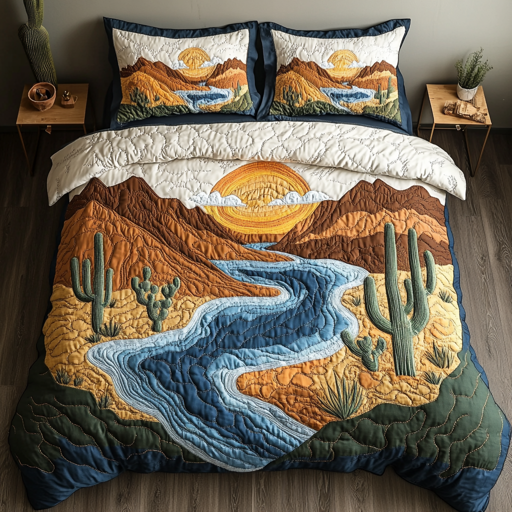 Southwest Glow Quilted Bedding Set Bed Decor Ideas Cactus Theme Gifts