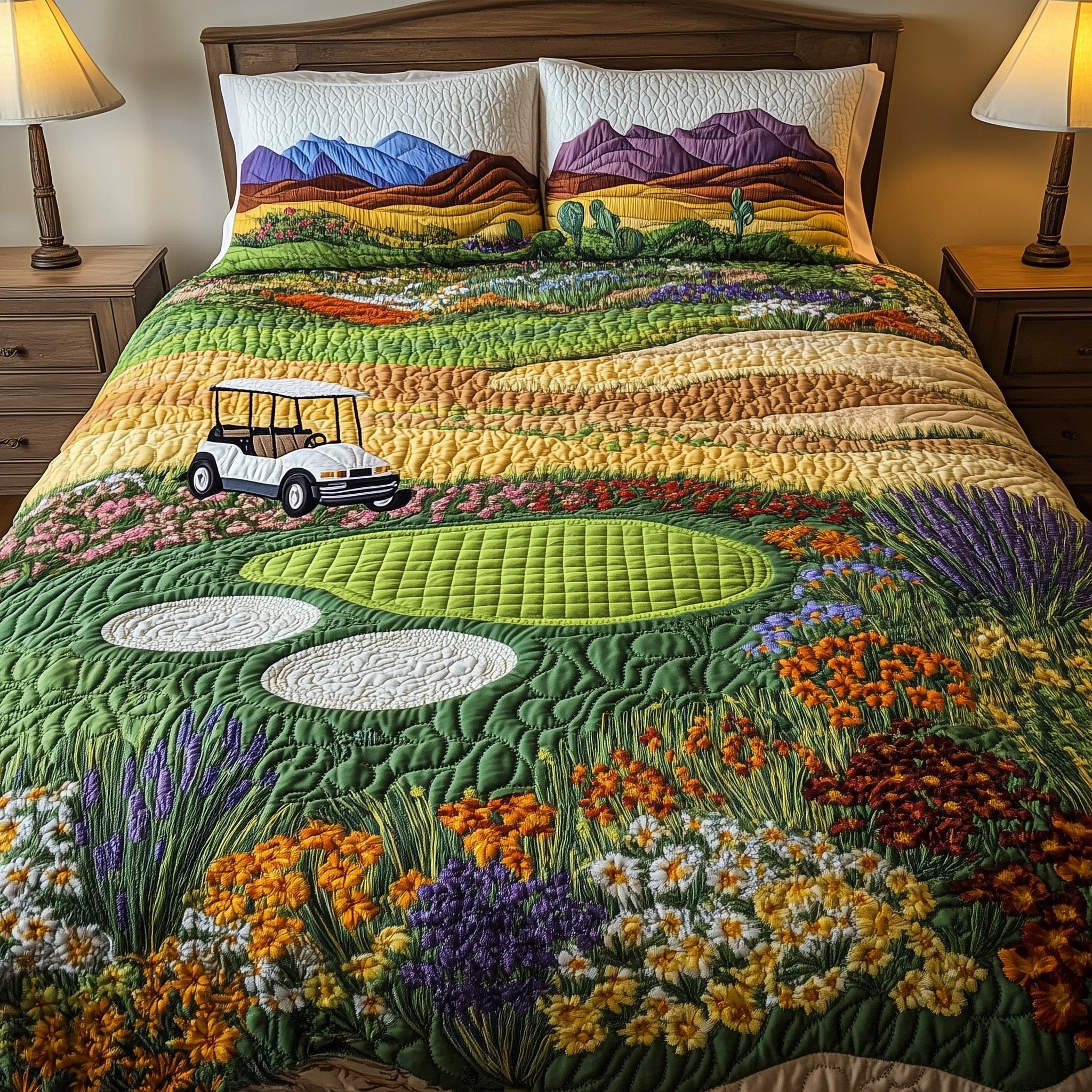 Southwest Golf Dreams Quilted Bedding Set All-Season