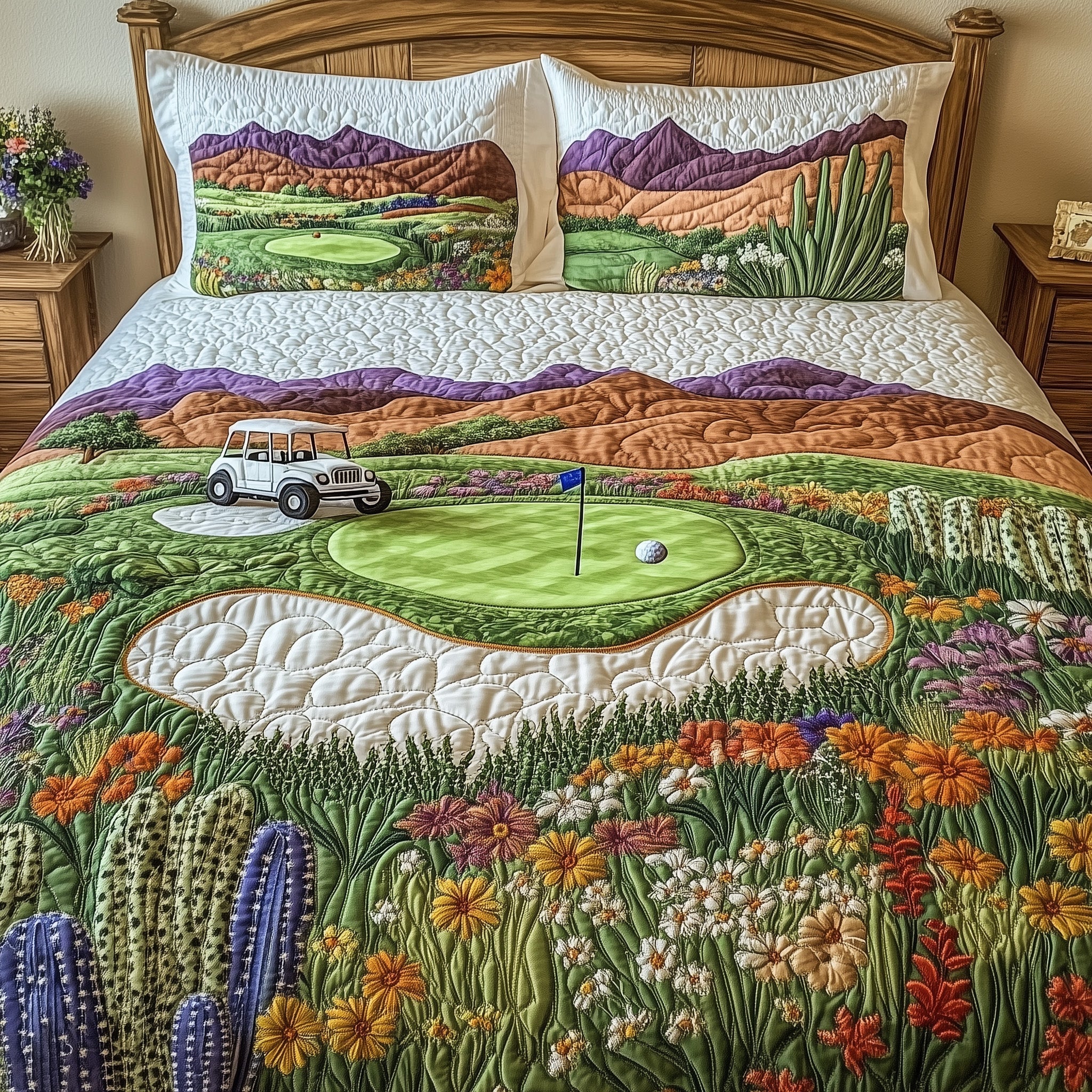 Southwest Golf Dreams Quilted Bedding Set Bohemian Vibe