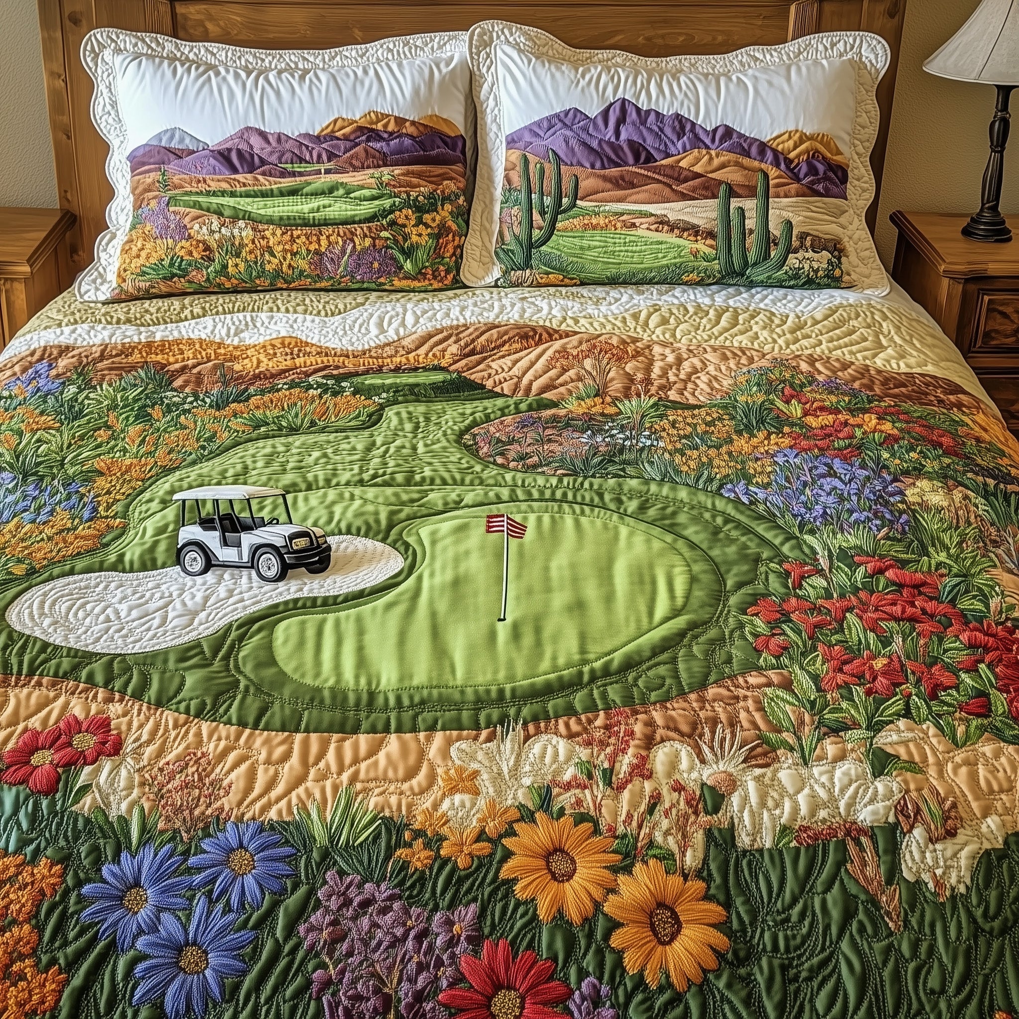 Southwest Golf Dreams Quilted Bedding Set Duvet Cover Bedspread Golf Gifts For Dad