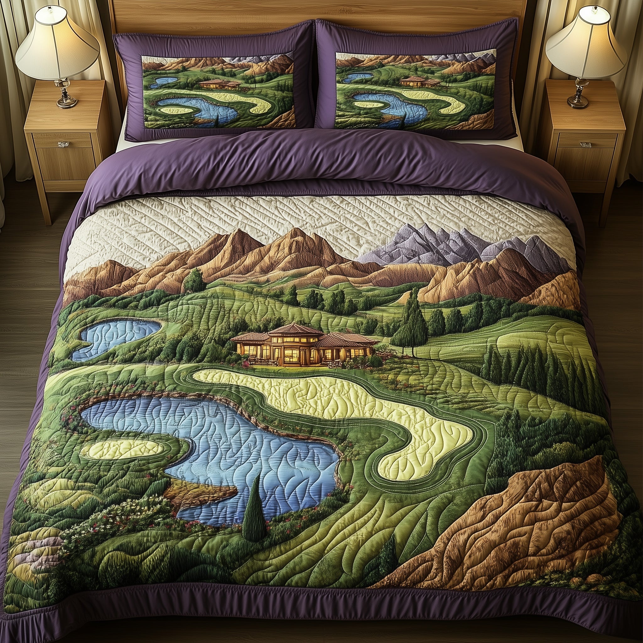 Southwest Golf Dreams Quilted Bedding Set Duvet Cover Bedspread Mens Gifts Golf