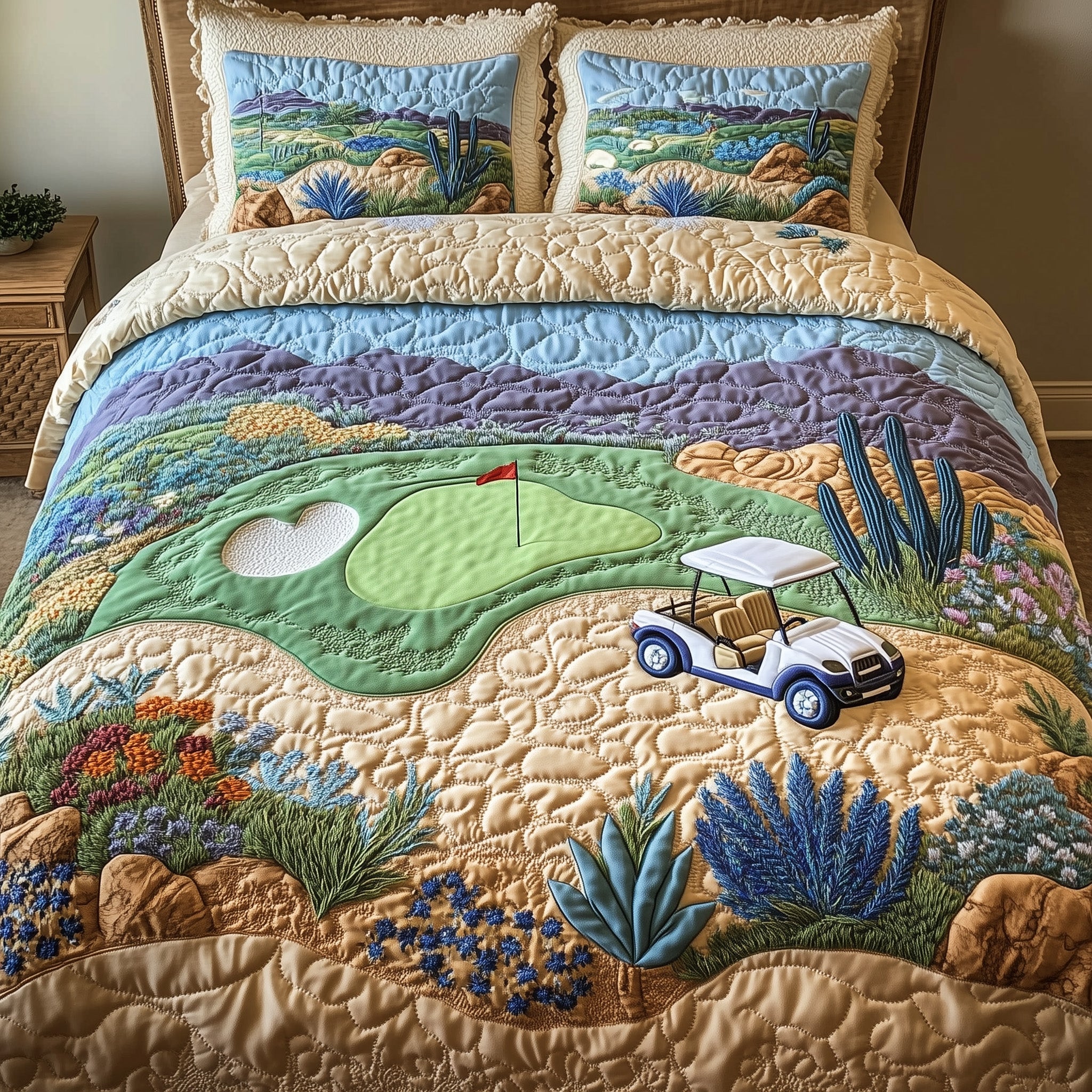 Southwest Golf Dreams Quilted Bedding Set Soft & Smooth