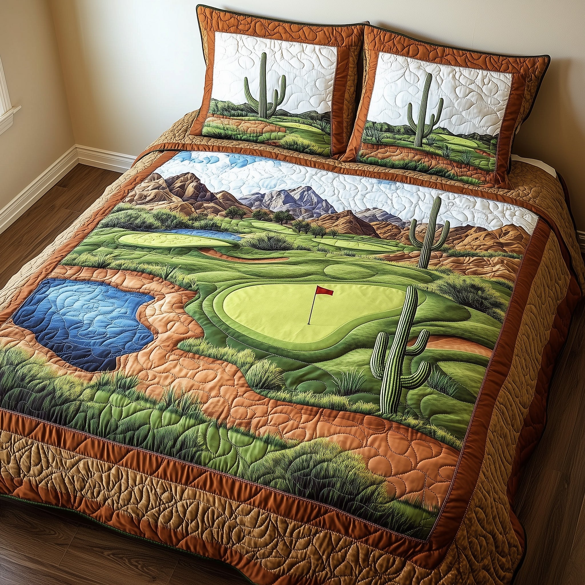 Southwest Golf Getaway Quilted Bedding Set Duvet Cover Merchandise Cool Golf Gifts For Guys