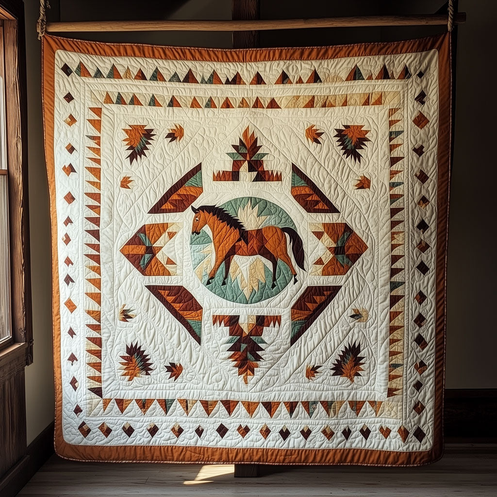 Southwest Horse Applique Quilt Blanket Christmas Gifts For Horse Owners