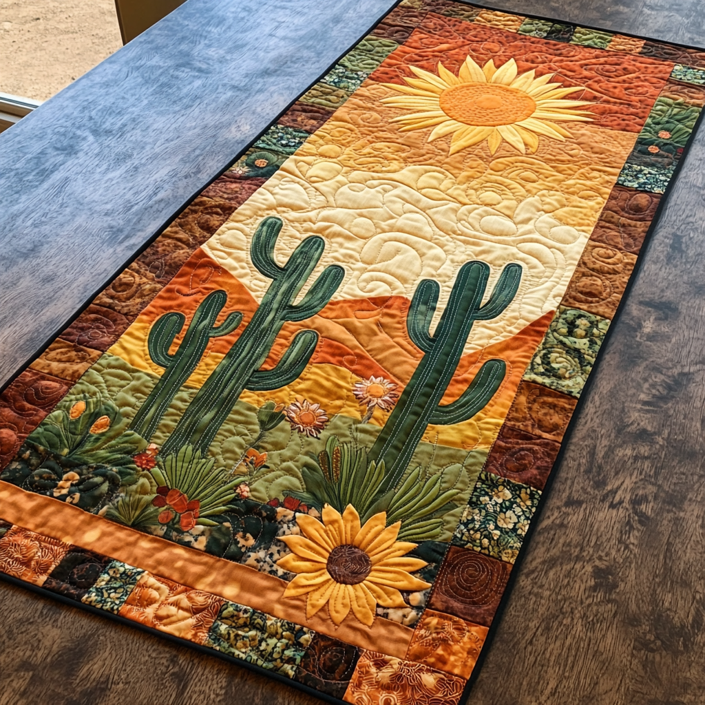 Southwest Spirit Quilted Table Runner Dining Table Ideas Gifts For Cactus Lovers