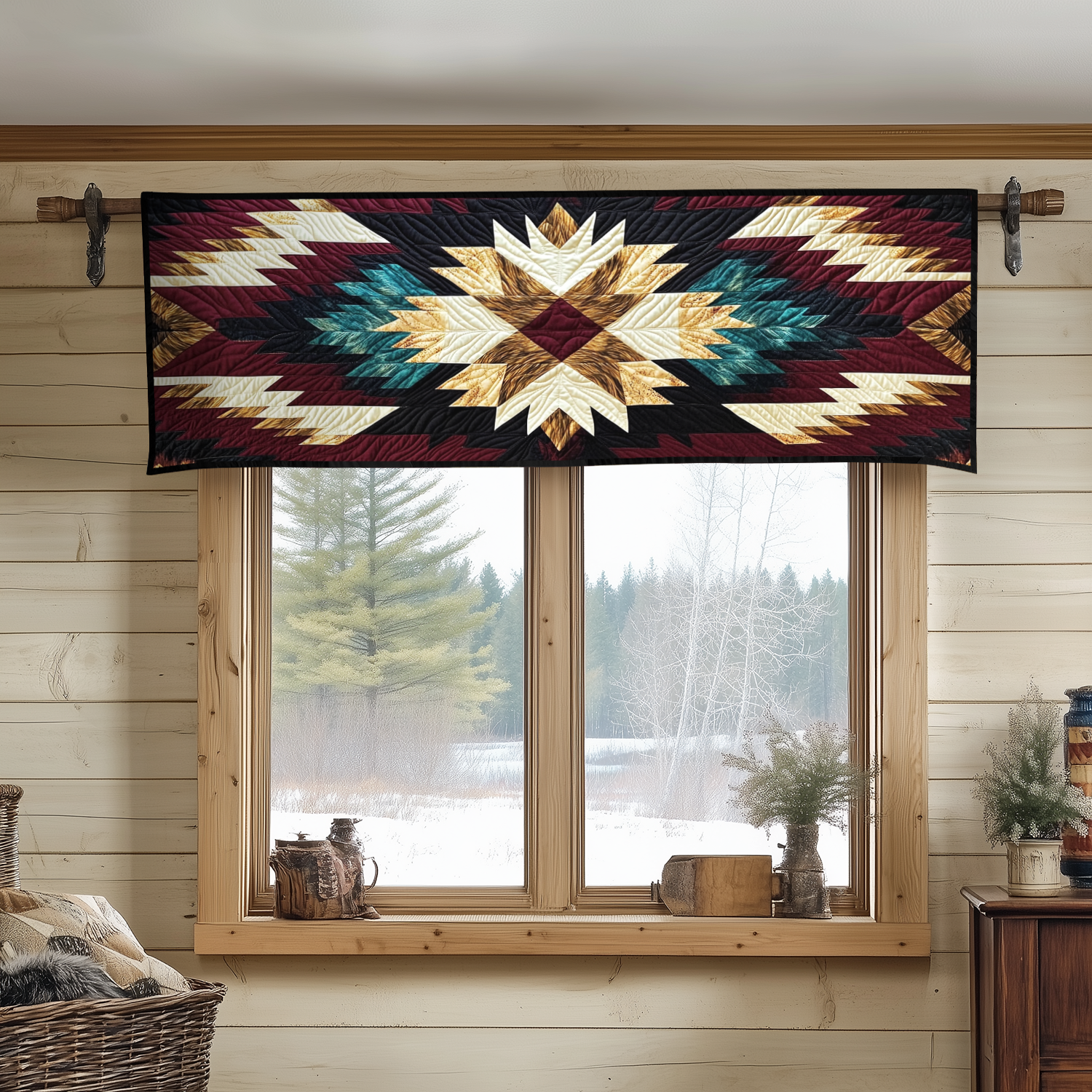 Southwest Sunrise Quilted Valance Dreamcatcher Kitchen Curtains Useful Gift for Mom