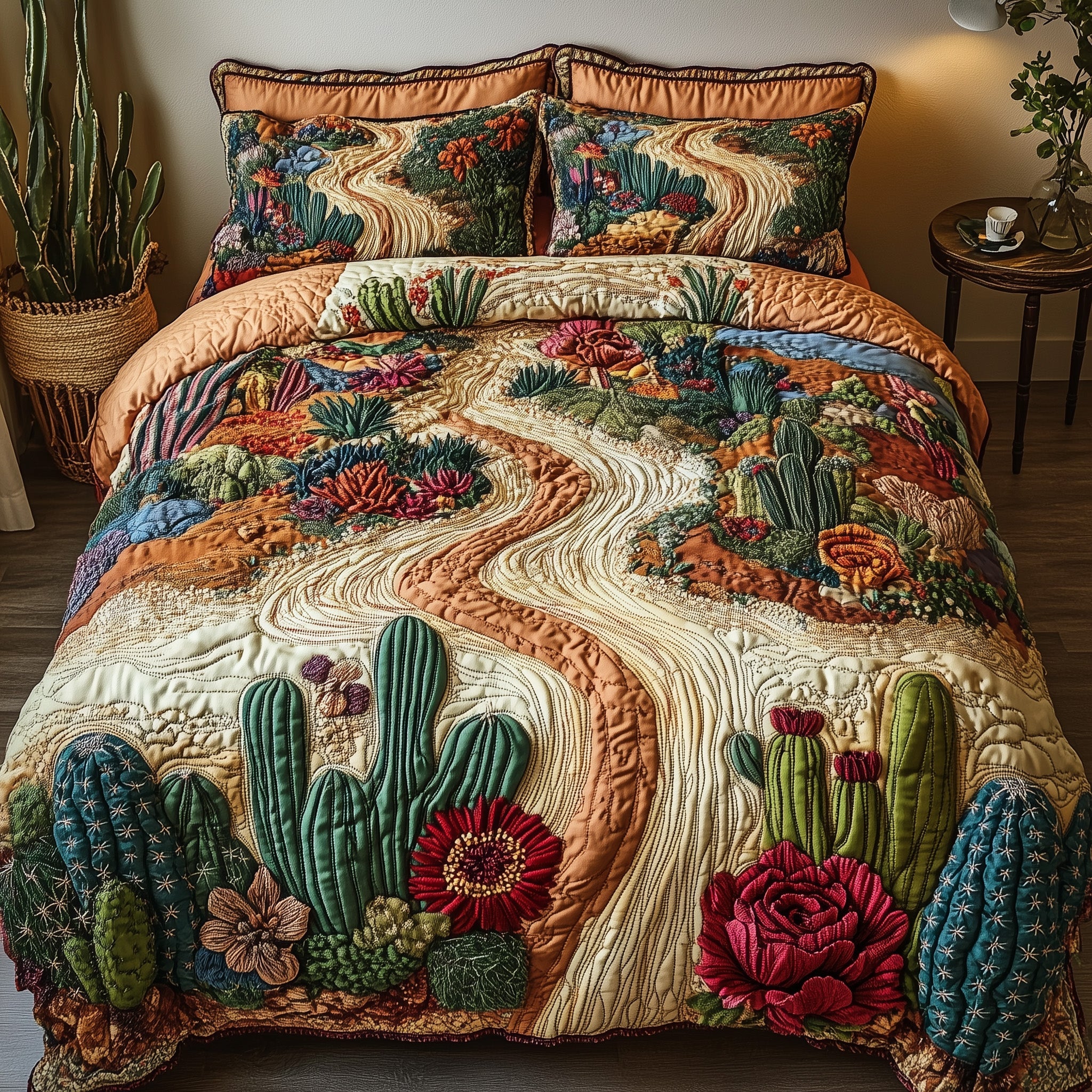 Southwest Trails Quilted Bedding Set Duvet Cover Merchandise Best Cactus Gifts Plant