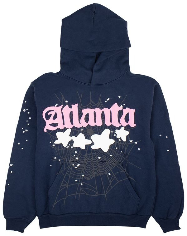 Sp5der Atlanta Hoodie Navy 555 Spider Web Hoodie Apparel Merchandise Best Gifts For Dude