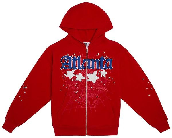 Sp5der Atlanta Zip Up Hoodie Red Men's Women's 555 Spider Web Hoodie Apparel