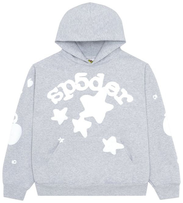 Sp5der Beluga Hoodie Grey Stars 555 Spider Web Hoodie Apparel Merch Clothing Gifts
