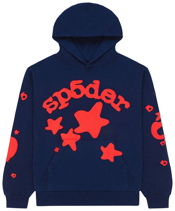 Sp5der Beluga Hoodie Navy Stars 555 Spider Web Hoodie Apparel Merch Clothing Gifts