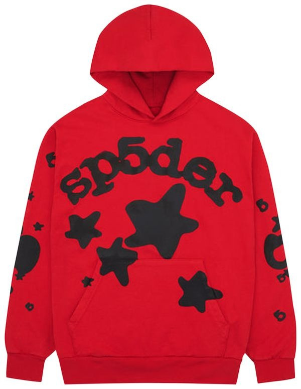 Sp5der Beluga Hoodie Red Black Stars 555 Spider Web Hoodie Apparel Merch Clothing