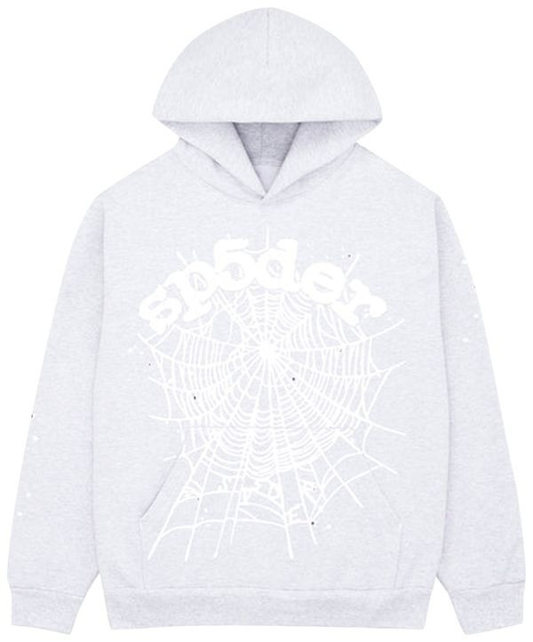 Sp5der OG Web Hoodie Heather Grey 555 Spider Web Hoodie Apparel Fan Merch Gifts