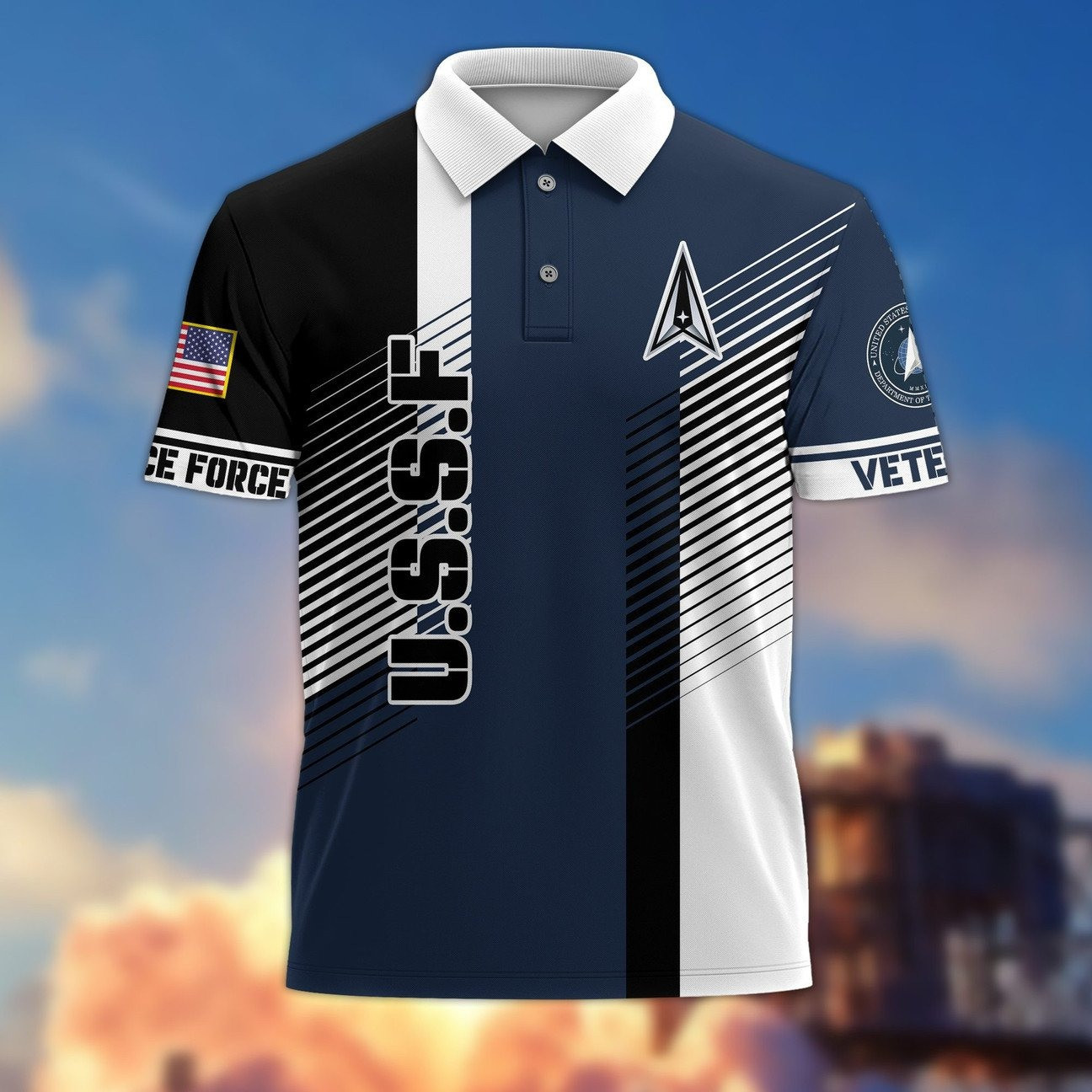 Space Force US Veterans Polo Shirt Great Gift on Veteran Day for Father and Husband and Friends
