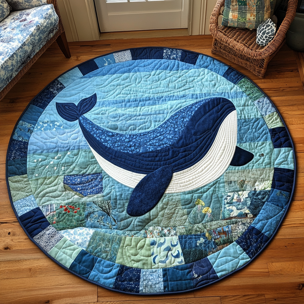 Space Voyager Quilted Round Mat Entry Way Ideas Whale Mother's Day Gifts