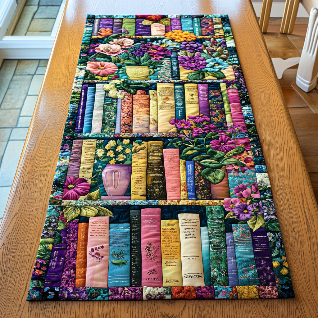 Spacious Bookshelf Quilted Table Runner Kitchen Table Decor Ideas Best Gifts For Book Readers