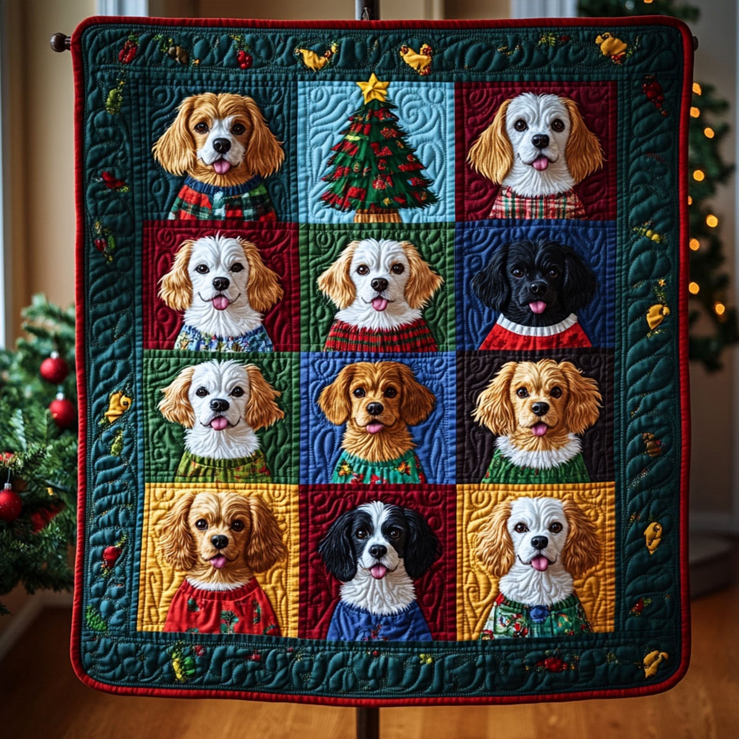 Spaniel Adventure Quilted Blanket Gift For Animal Lover
