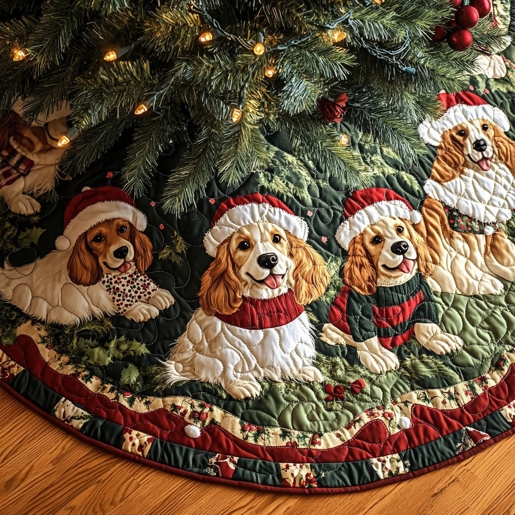 Spaniel Blessings Quilted Christmas Tree Skirt Christmas Holiday Living Room Decor Home