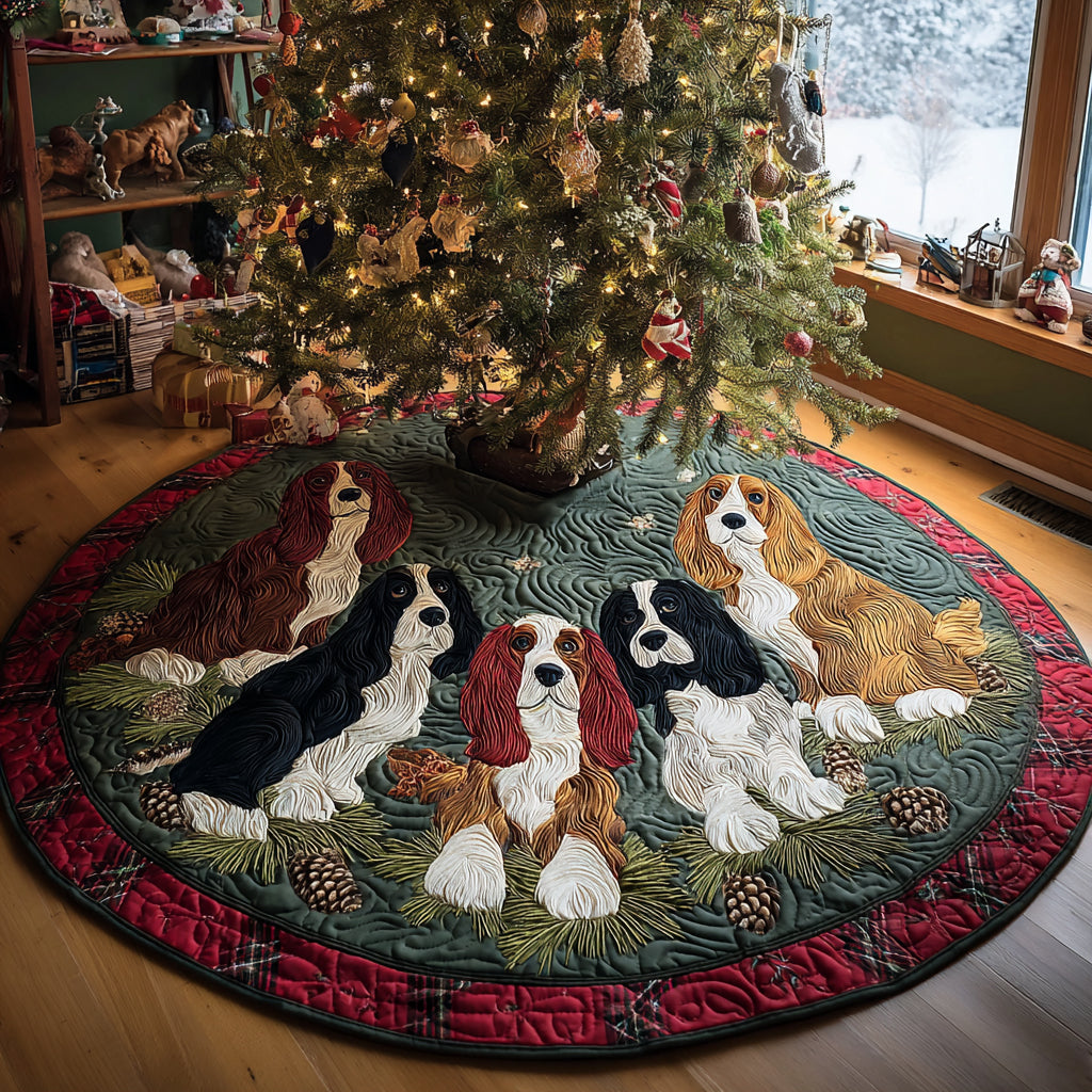 Spaniel Christmas Magic Christmas Quilted Tree Skirt Xmas Tree Decor Gifts For Cocker Spaniel Owners