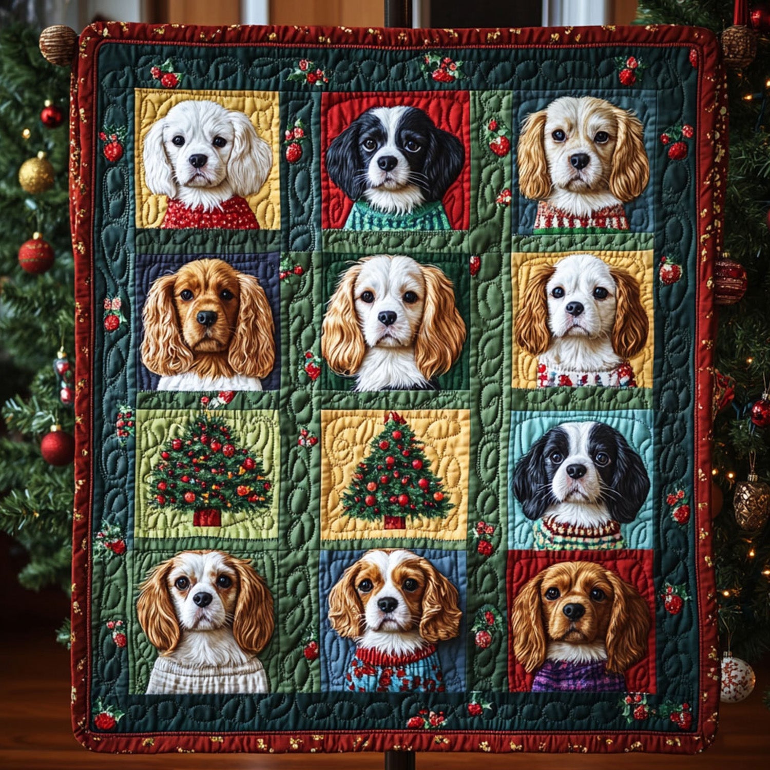 Spaniel Companions Quilted Blanket Gift For Animal Lover