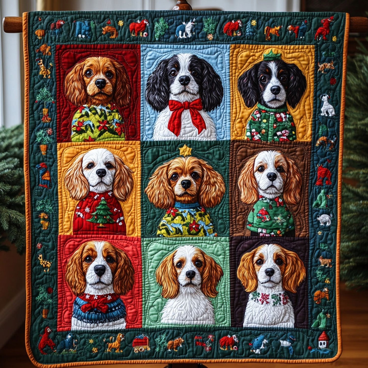 Spaniel Cozy Moments Quilted Blanket Gift For Animal Lover