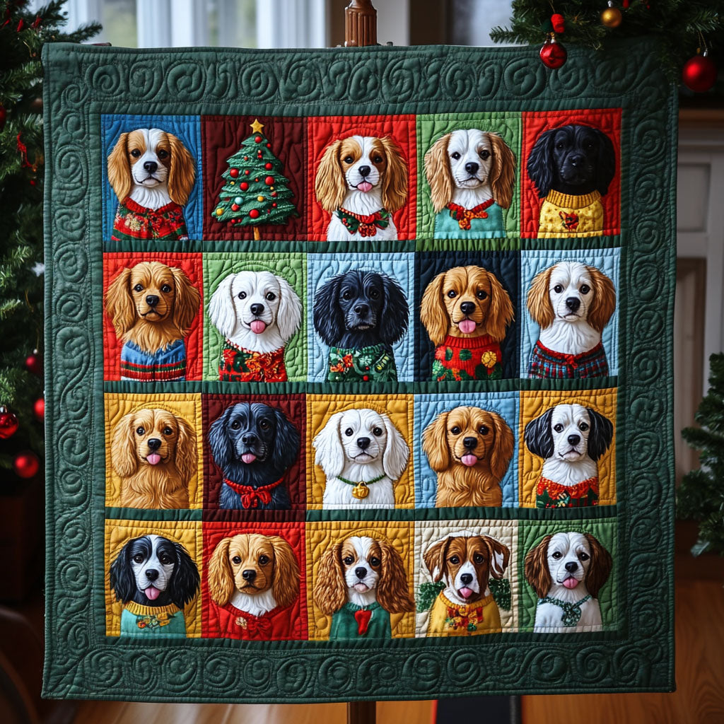 Spaniel Escape Quilted Blanket Gift For Animal Lover