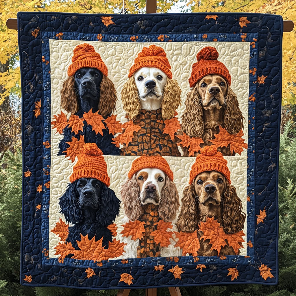 Spaniel Fall Frolic Quilted Blanket Dog Gift Ideas For Dog Owners