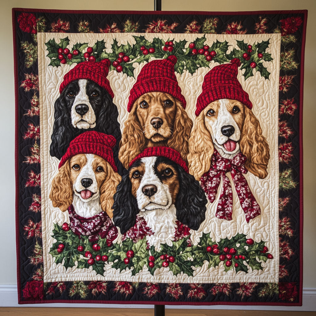 Spaniel Frost Quilted Blanket Gift For Animal Lover