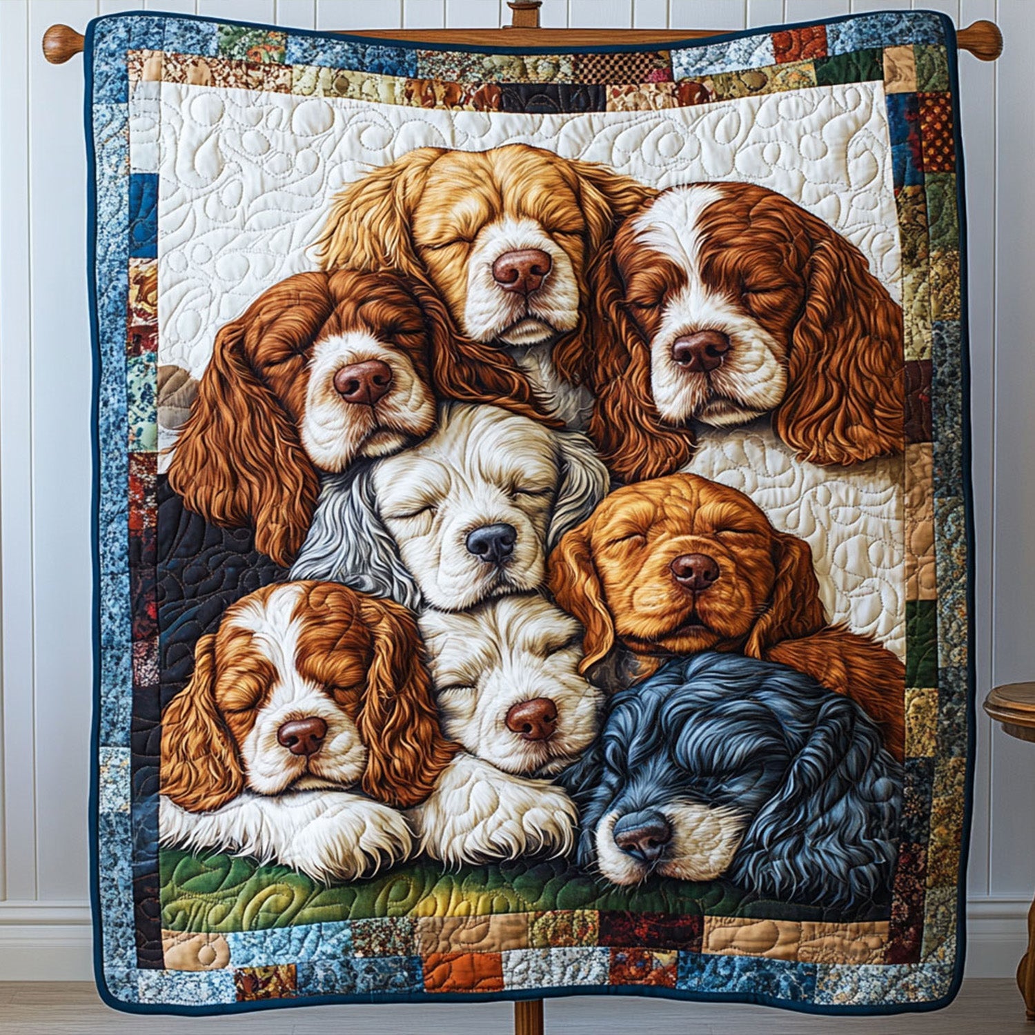 Spaniel Gathering Quilted Blanket Dog And Owner Gift Ideas