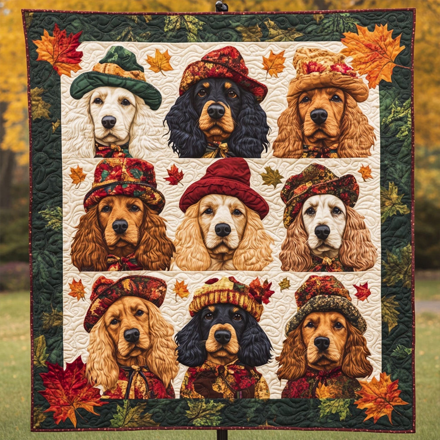 Spaniel Golden Pathways Quilted Blanket Best Christmas Gifts For Dog Lovers