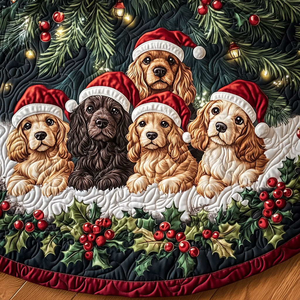 Spaniel Harmony Quilted Christmas Tree Skirt Luxury Christmas Tree Skirt for Elegant Homes