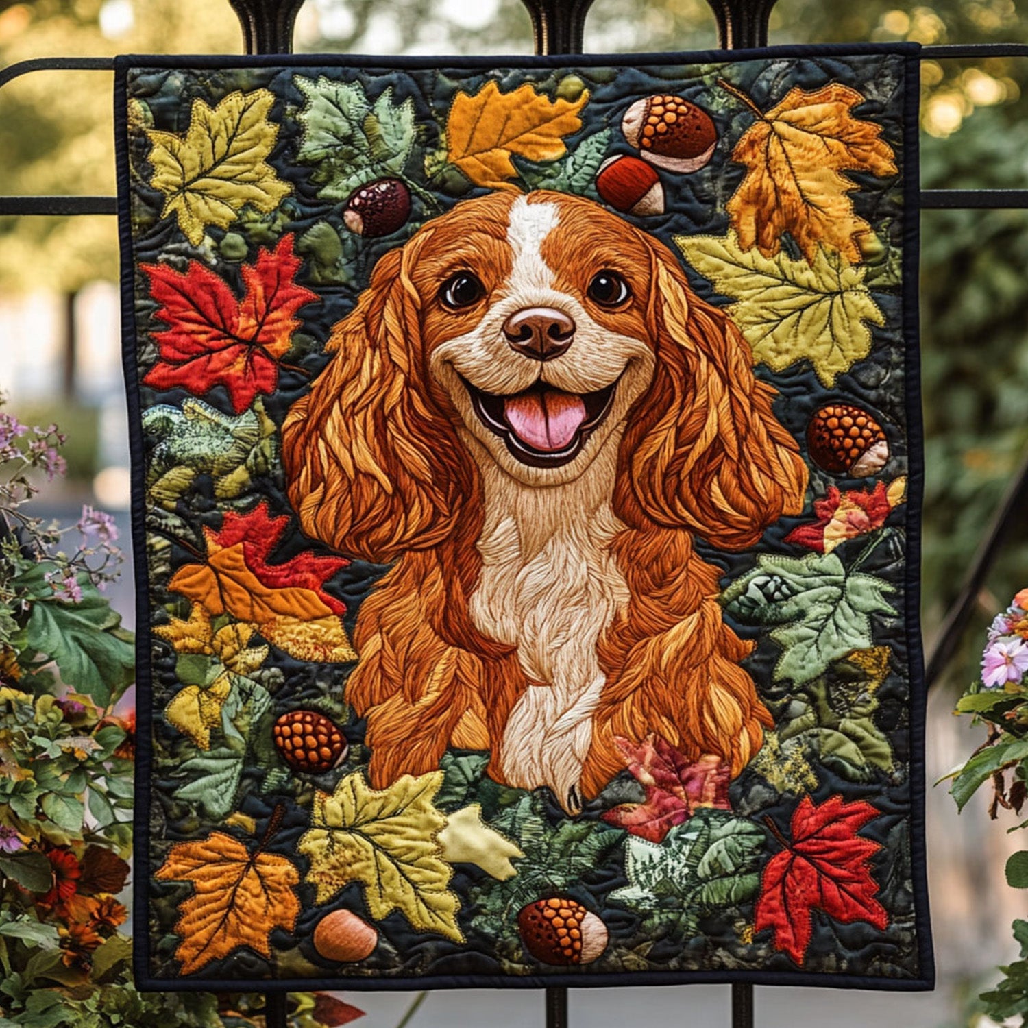 Spaniel Harvest Days Quilted Blanket Best Christmas Gifts For Dog Lovers