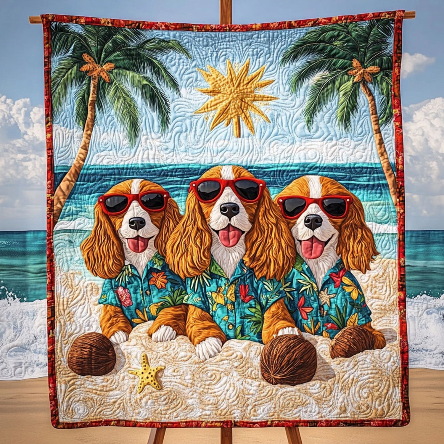 Spaniel in Beach Quilted Blanket Dog And Owner Gift Ideas
