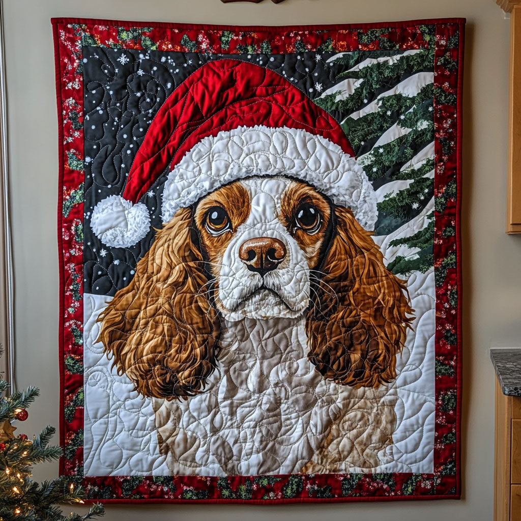 Spaniel in the Pines Quilted Blanket Gift For Animal Lover