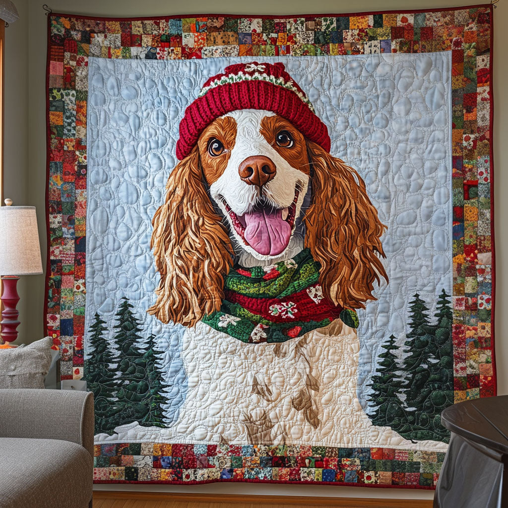 Spaniel Journey Quilted Blanket Gift For Animal Lover