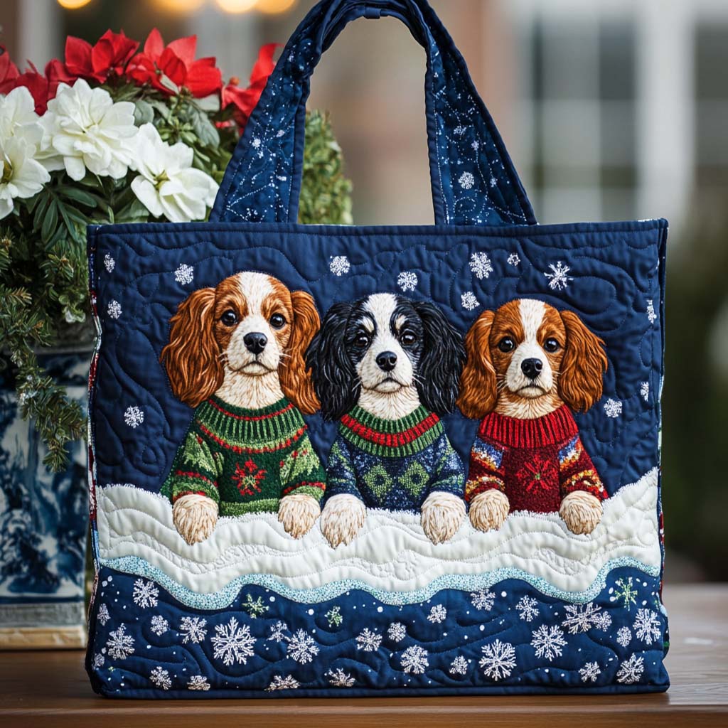 Spaniel Sweaters Quilted Tote Bag Christmas Gifts For Friends