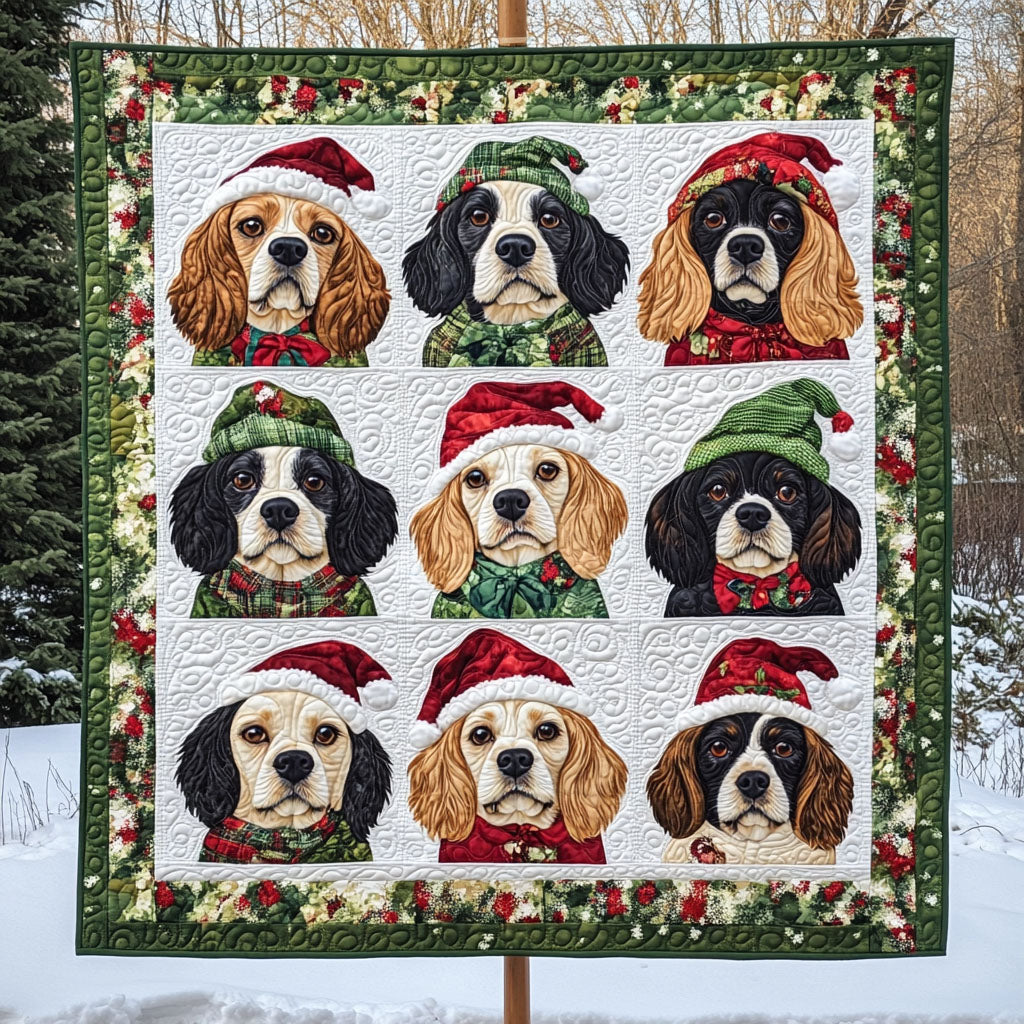 Spaniel Together Quilted Blanket Gift For Animal Lover