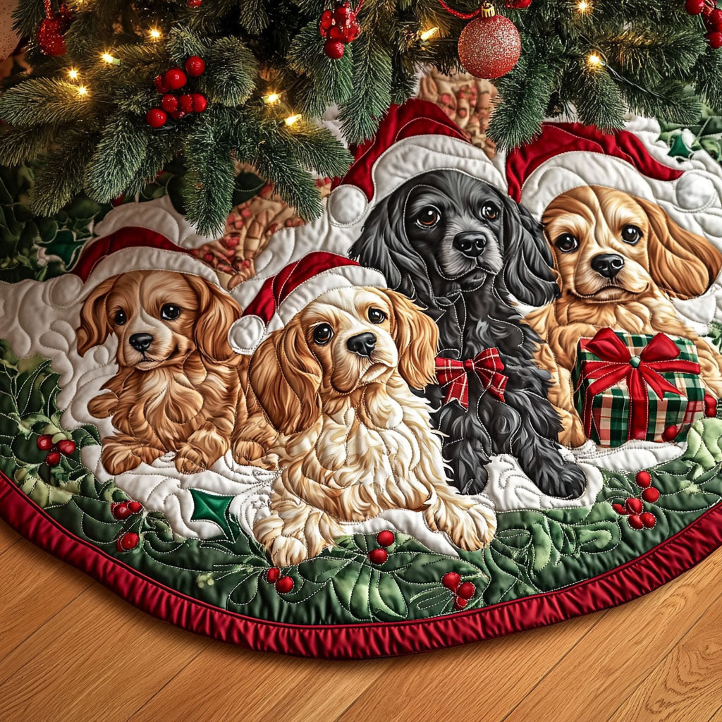 Spaniel Whispers Quilted Christmas Tree Skirt Christmas Holiday Living Room Decor Home