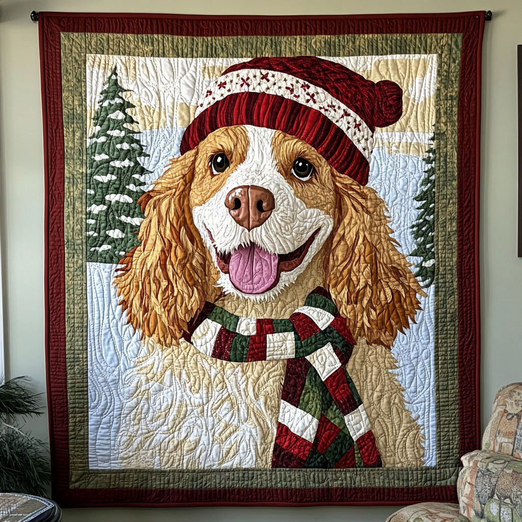 Spaniel Winter Wishes Quilted Blanket Dog And Owner Gift Ideas