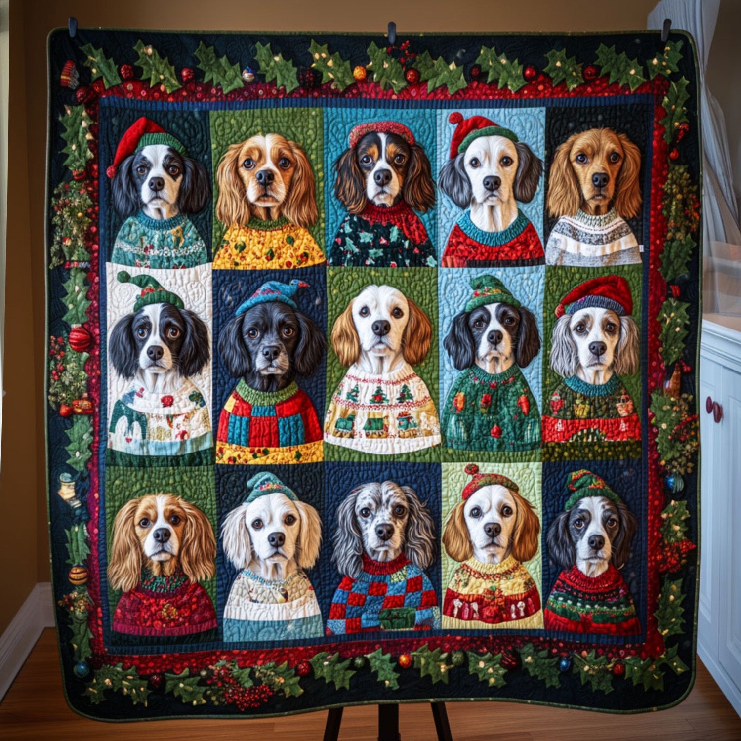 Spaniel Wishes Quilted Blanket Gift For Animal Lover