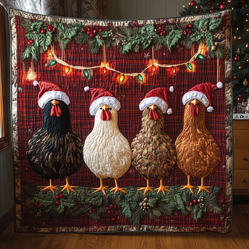 Sparkle Coop Quilt Blanket Christmas Blanket Chicken Christmas Gifts for Grandma