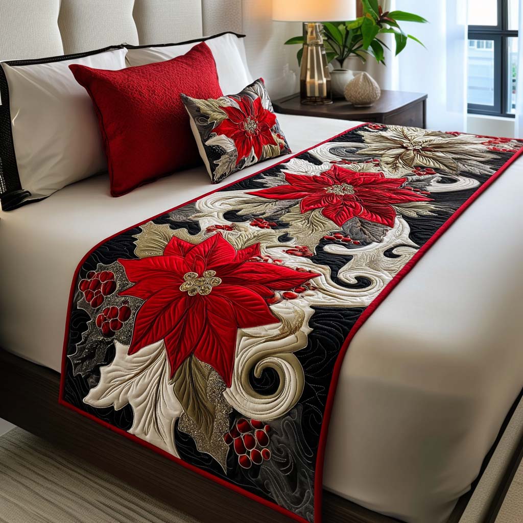 Sparkle Noel Quilted Bed Runner Christmas Bed Scarf Unique Christmas Gifts