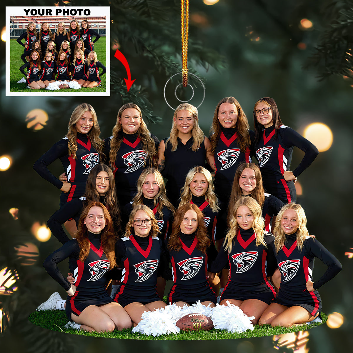 Sparkle Squad Personalized Photo Mica Ornament Christmas Gift For Sport Lovers Cheerle