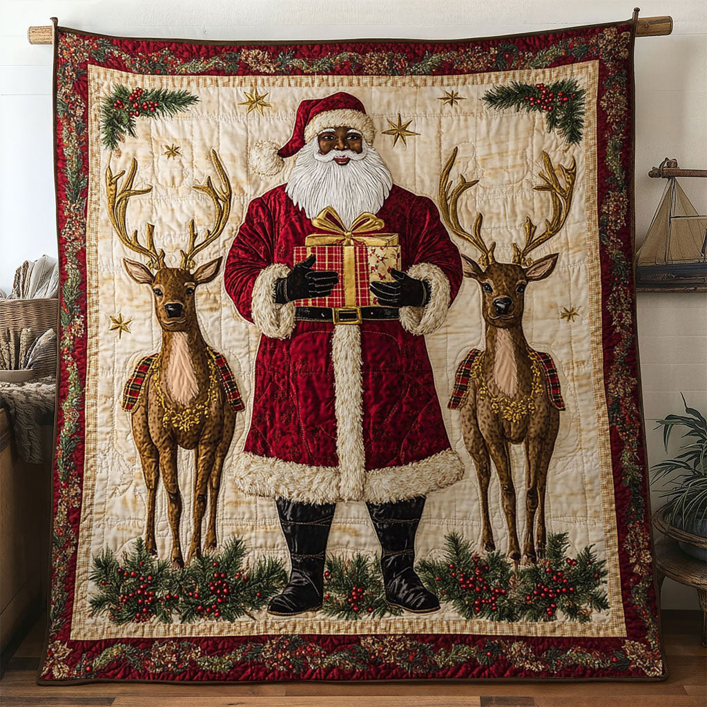 Sparkling Black Santa Claus Eve Quilt Blanket King Blanket Things To Get Your Mom For Christmas