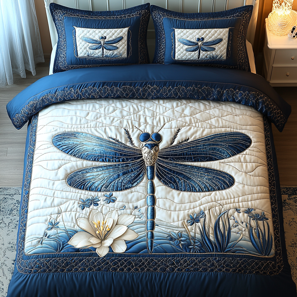 Sparkling Wings Quilted Bedding Set Best Comforter Sets Dragonfly Gifts For Men