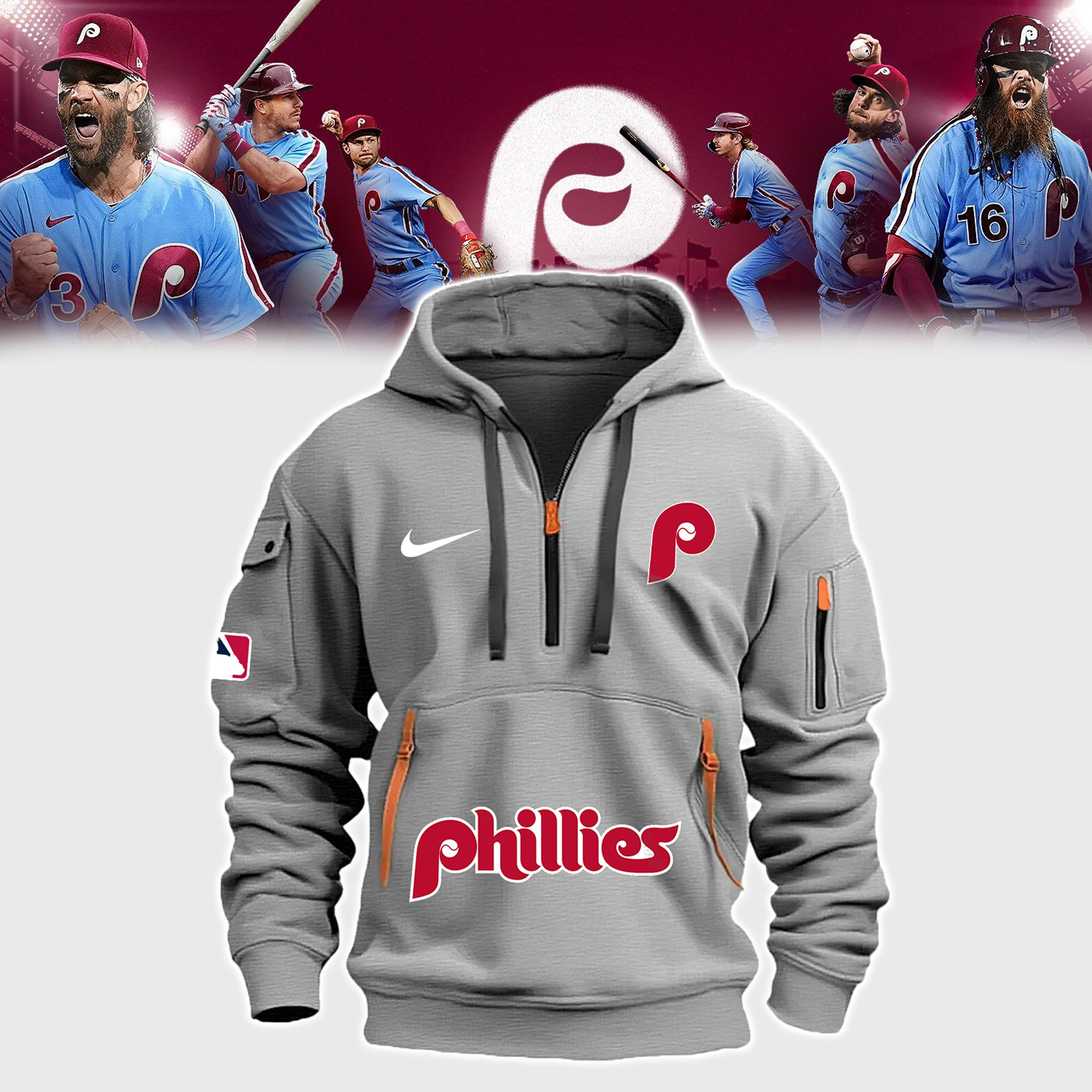 Special Philadelphia Phillies Grey Heavy Hoodie 2025 Best Gifts For Nfl Fans
