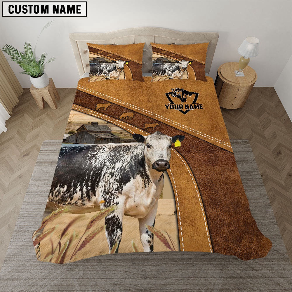 Speckle Park Cattle Customized Bedding Set Farmhouse Bedding Set Couple Gifts