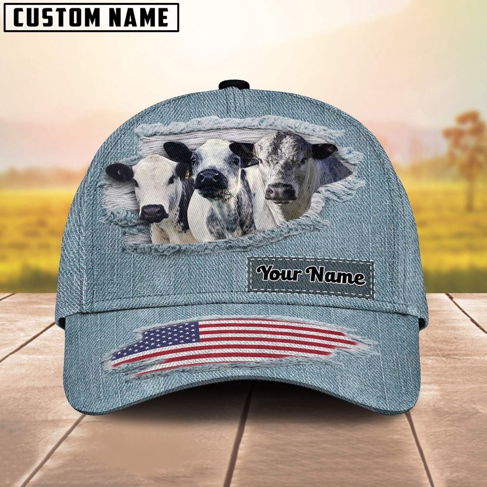 Speckle Park Jeans Pattern Customized Name Cap Farmer Baseball Cap Gift For Farmer