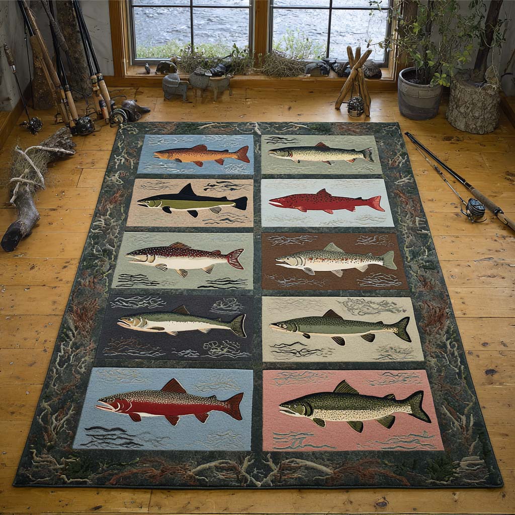 Speckled Beauty Area Rug Foyer Christmas Decor Cool Fishing Gifts