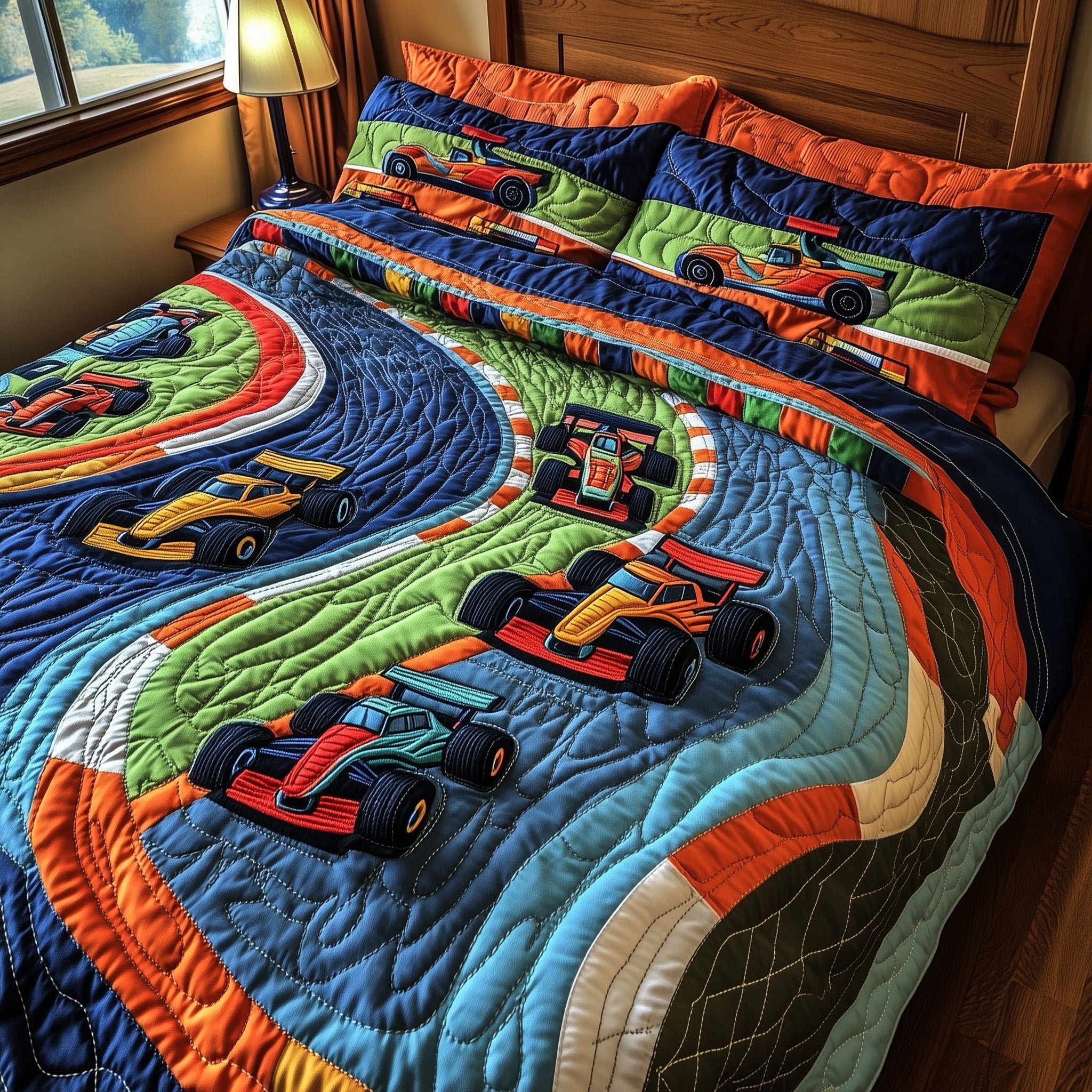 Speed King Quilted Bedding Set Duvet Cover Merchandise Presents For Race Car Drivers
